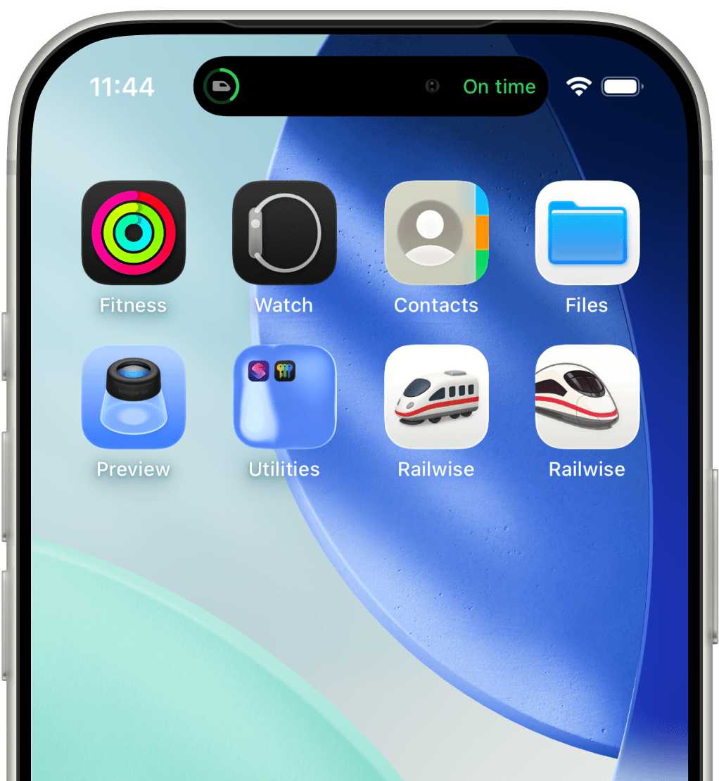 Railwise in der Dynamic Island