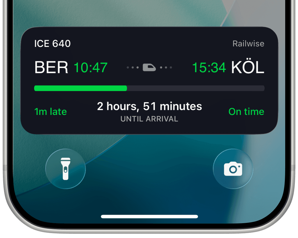Railwise Live-Aktivität auf dem Sperrbildschirm